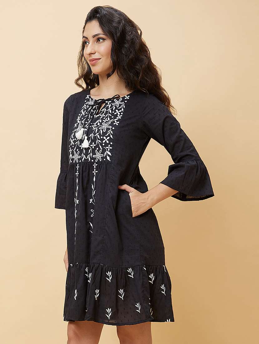 women black cotton a-line ethnic dress - 21237568 -  Standard Image - 1