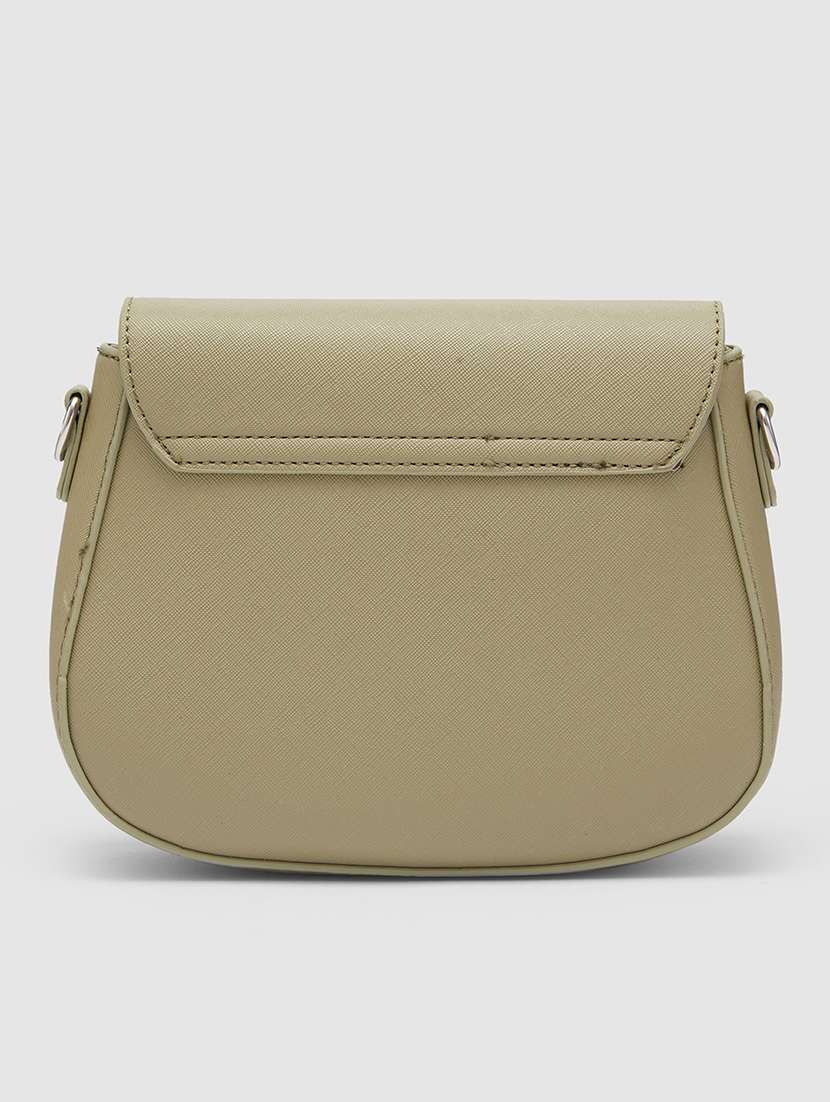 globus women olive solid vegan leather sling bag - 21237572 -  Standard Image - 1