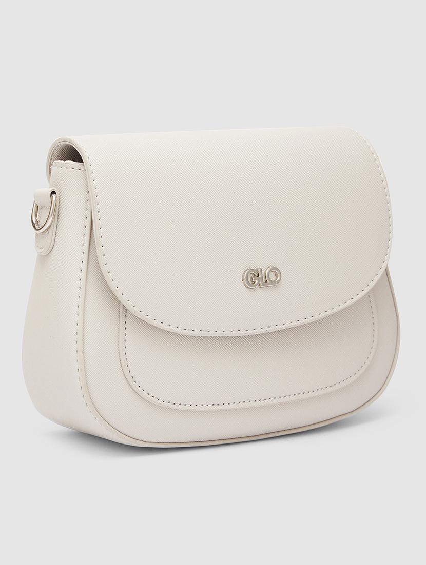 globus women ivory solid vegan leather sling bag - 21237573 - Standard Image - 4