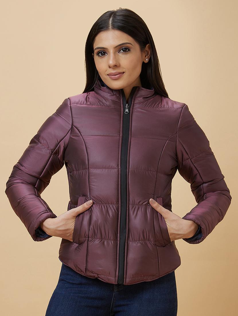 women solids quilted long sleeve jackets - 21237601 - Zoom Image - 0