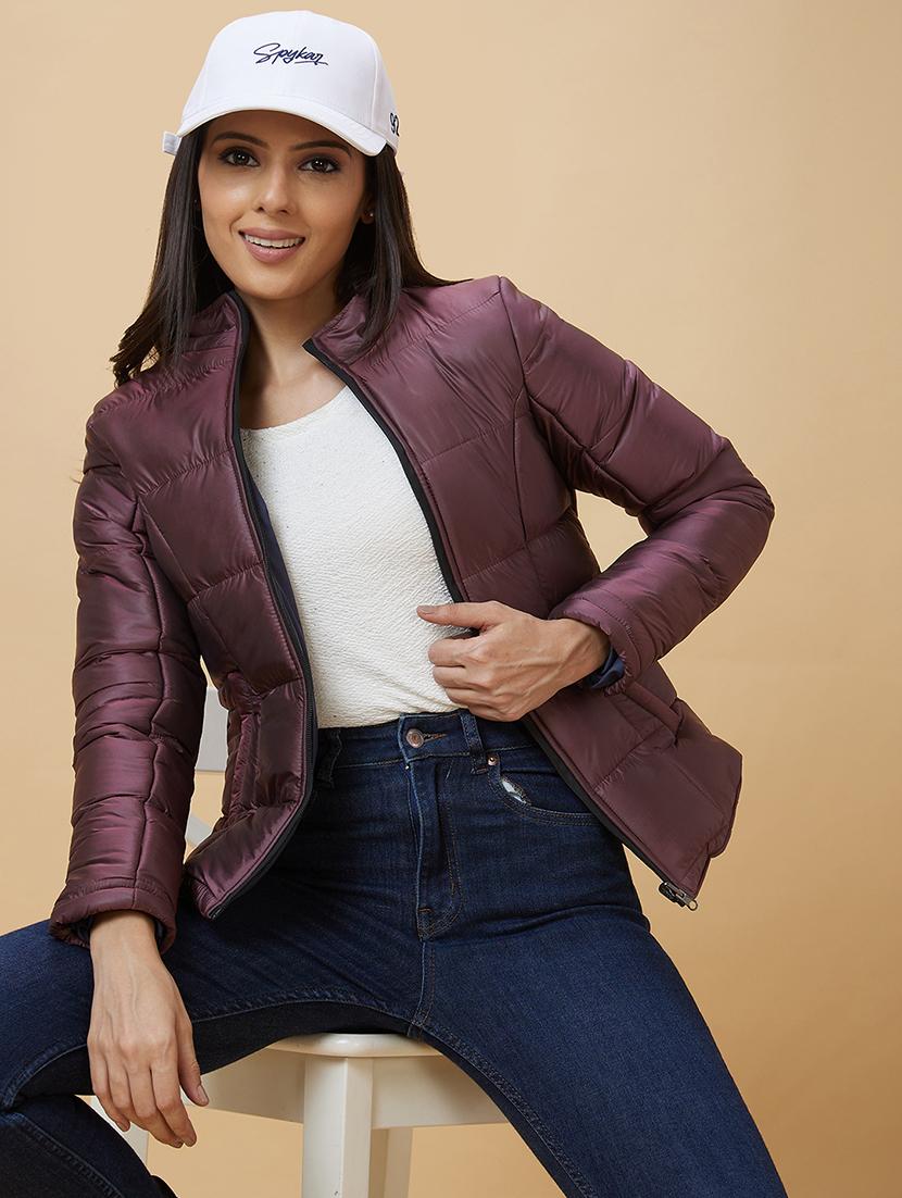 women solids quilted long sleeve jackets - 21237601 - Standard Image - 4