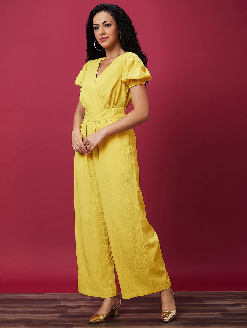yellow solid full leg jumpsuit - 21237746 -  Standard Image - 1