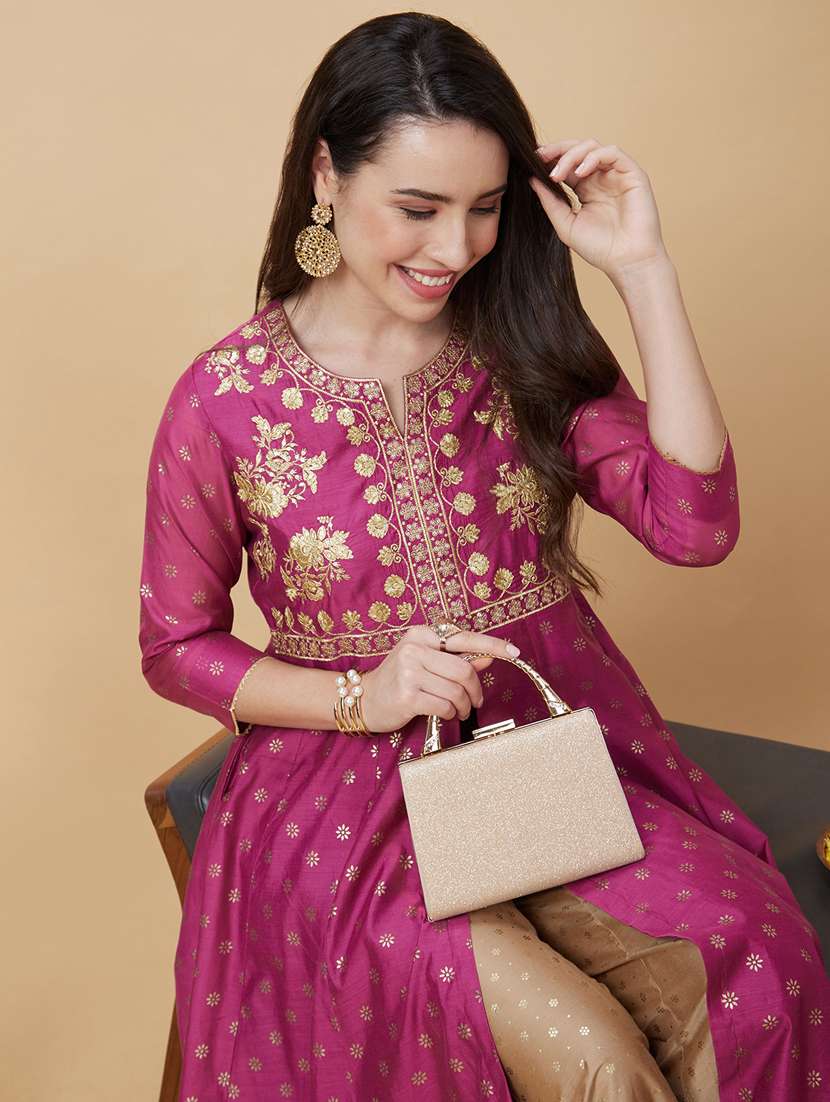 women three quarter sleeve a-line kurta - 21237810 -  Standard Image - 4