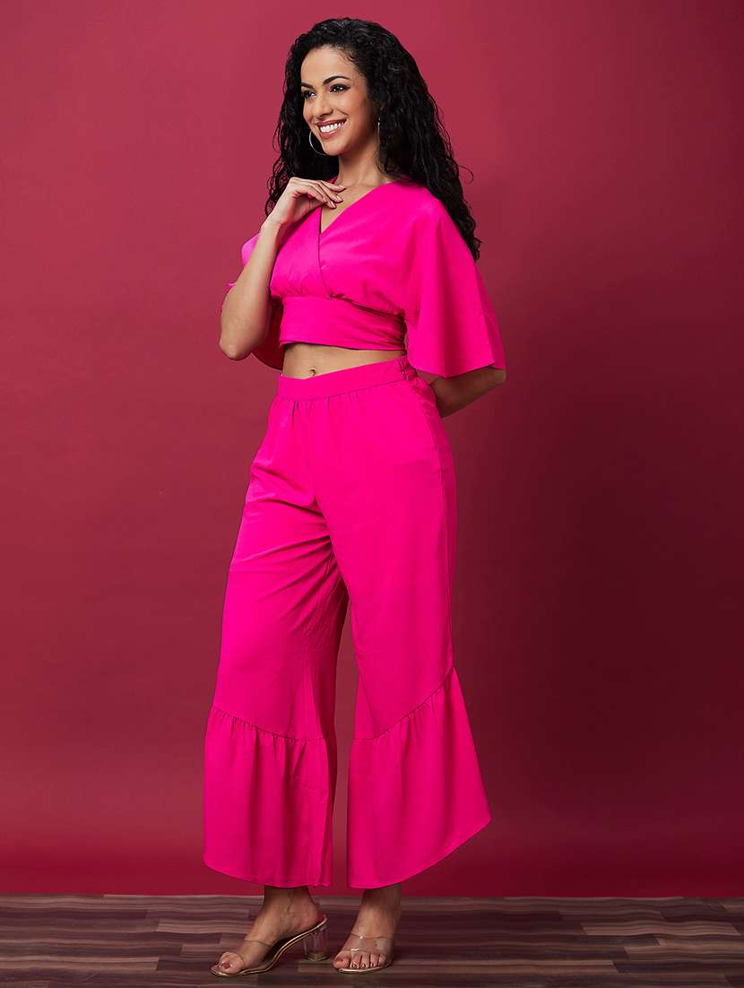 pink solid top and palazzos set co-ord - 21237823 - Standard Image - 1