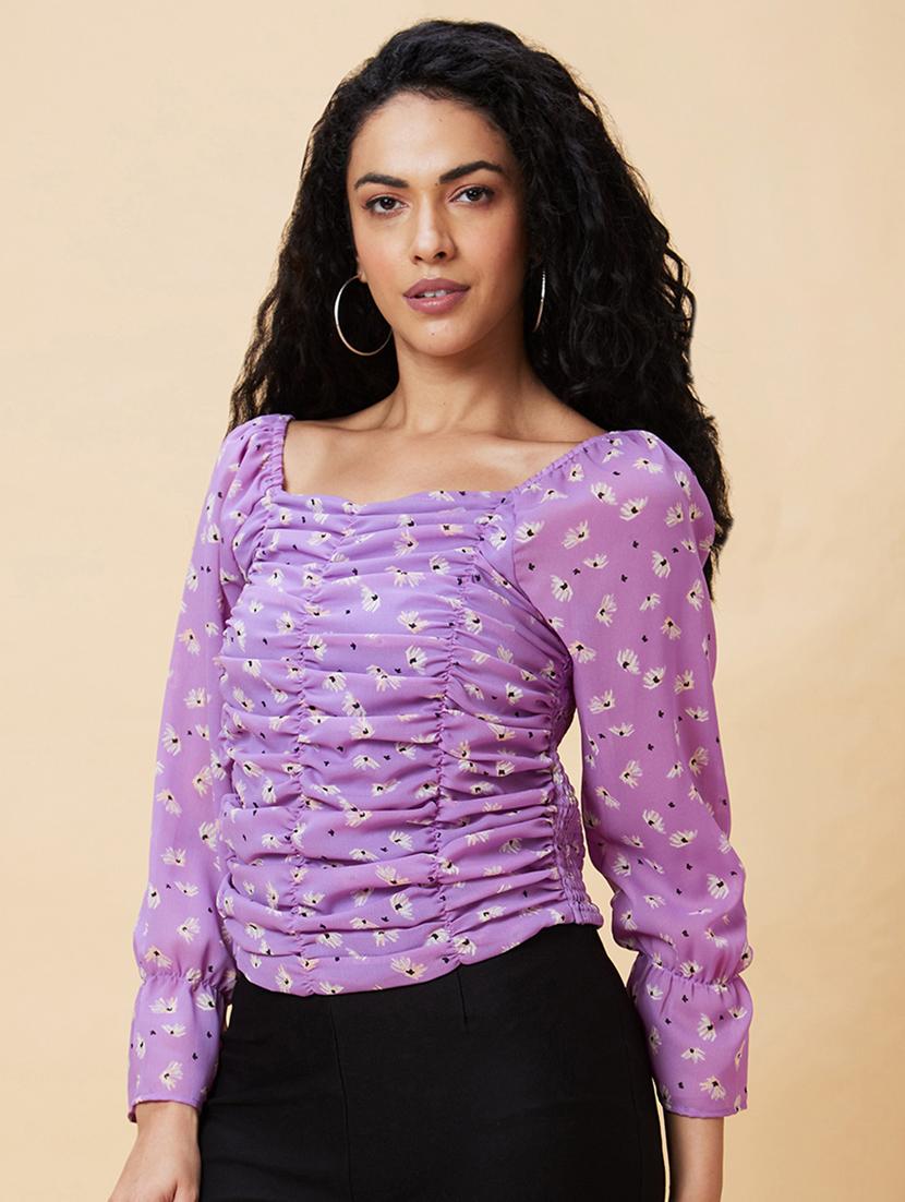 purple floral print top - 21237825 - Standard Image - 1