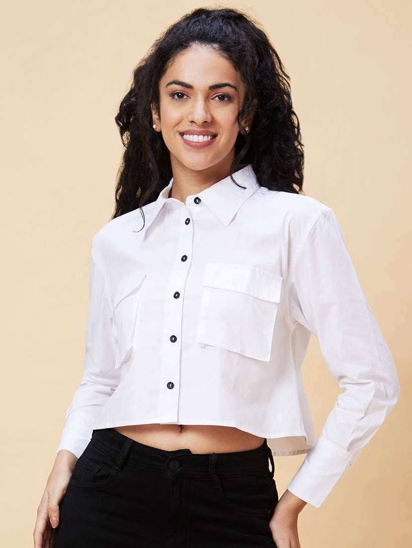 white cotton shirt top
