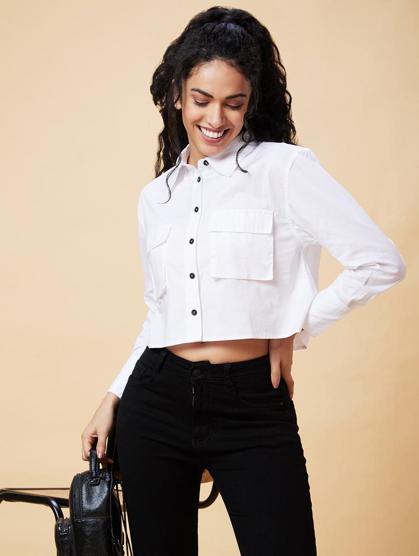 white cotton shirt top - 21237827 - Standard Image - 1