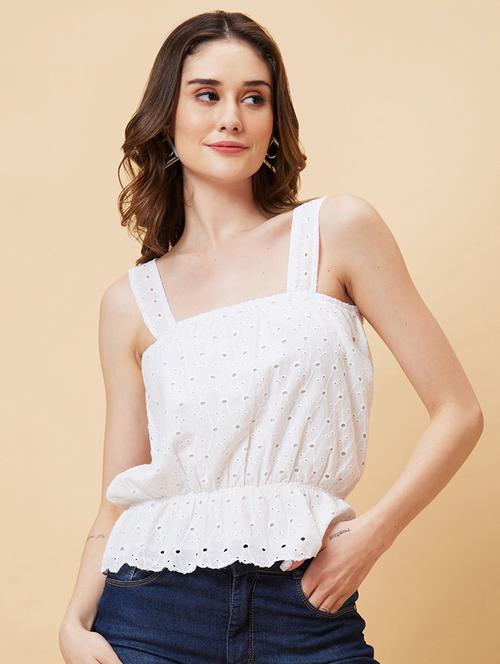 white cotton peplum top - 21237840 - Standard Image - 0
