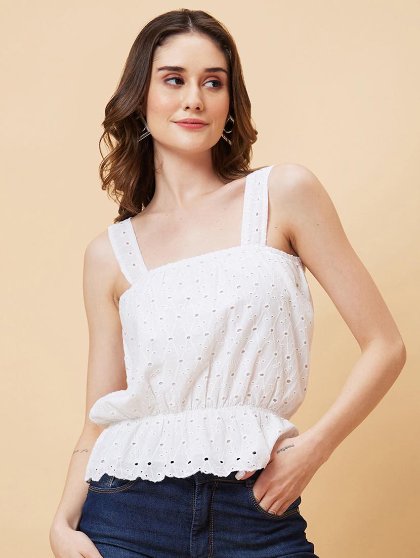 white cotton peplum top - 21237840 - Zoom Image - 0