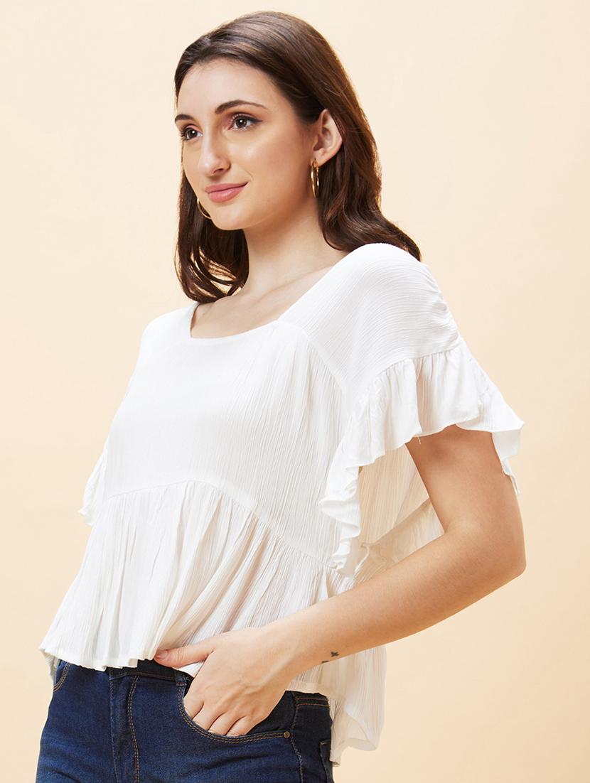 white viscose peplum top - 21237851 -  Standard Image - 1