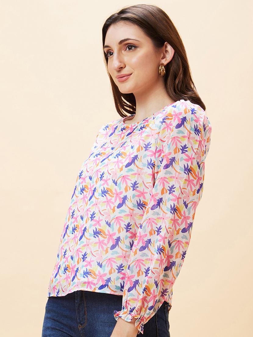 multicolored floral printed regular top - 21237859 -  Standard Image - 1