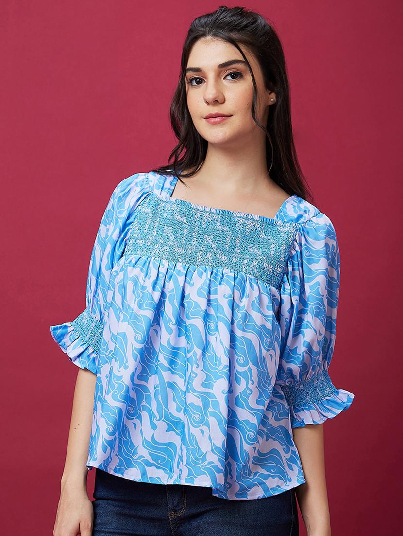 blue viscose regular top - 21237869 - Zoom Image - 0