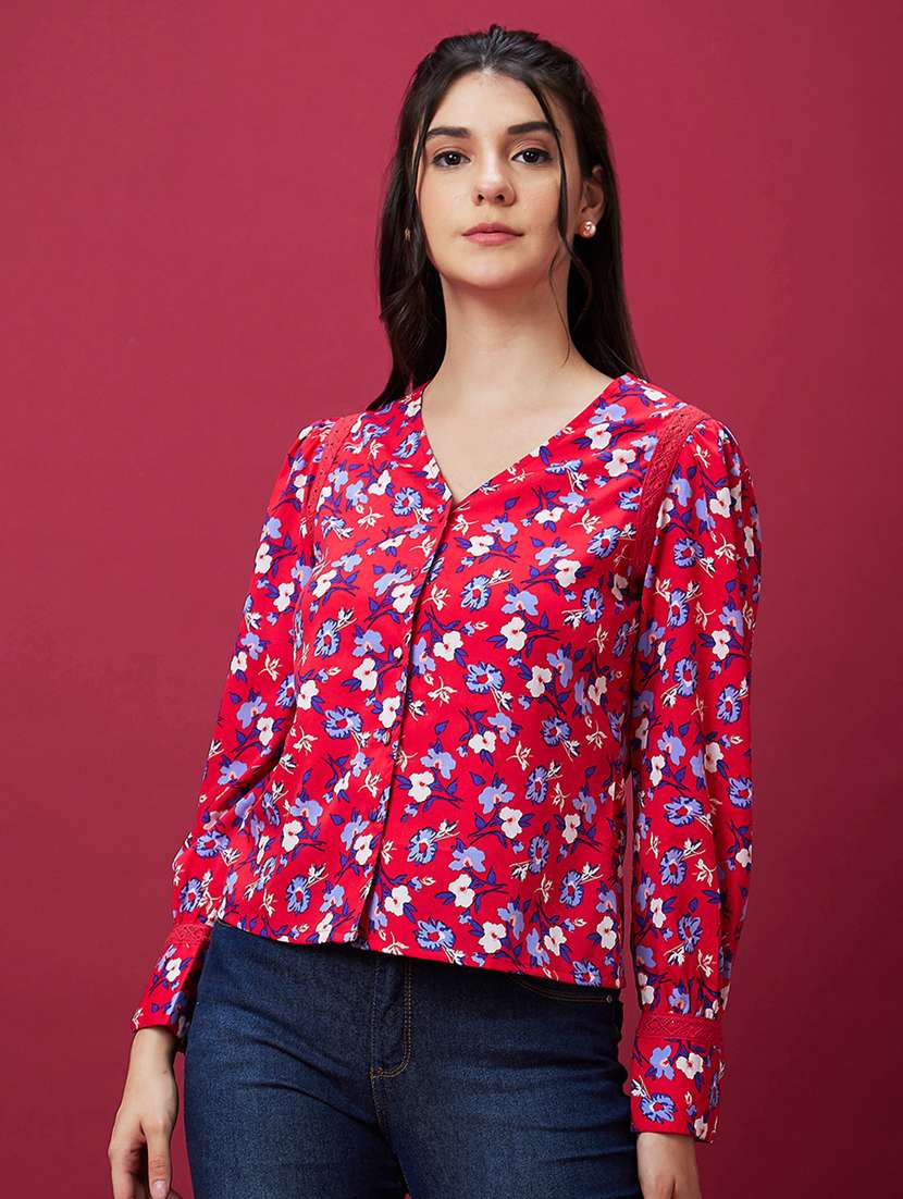 red polyester regular top - 21237876 -  Standard Image - 1