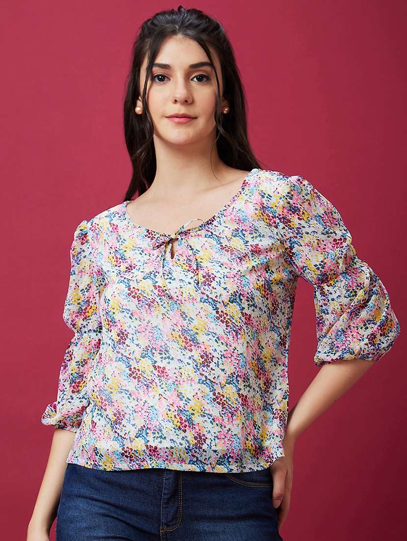 multi colored polyester regular top
