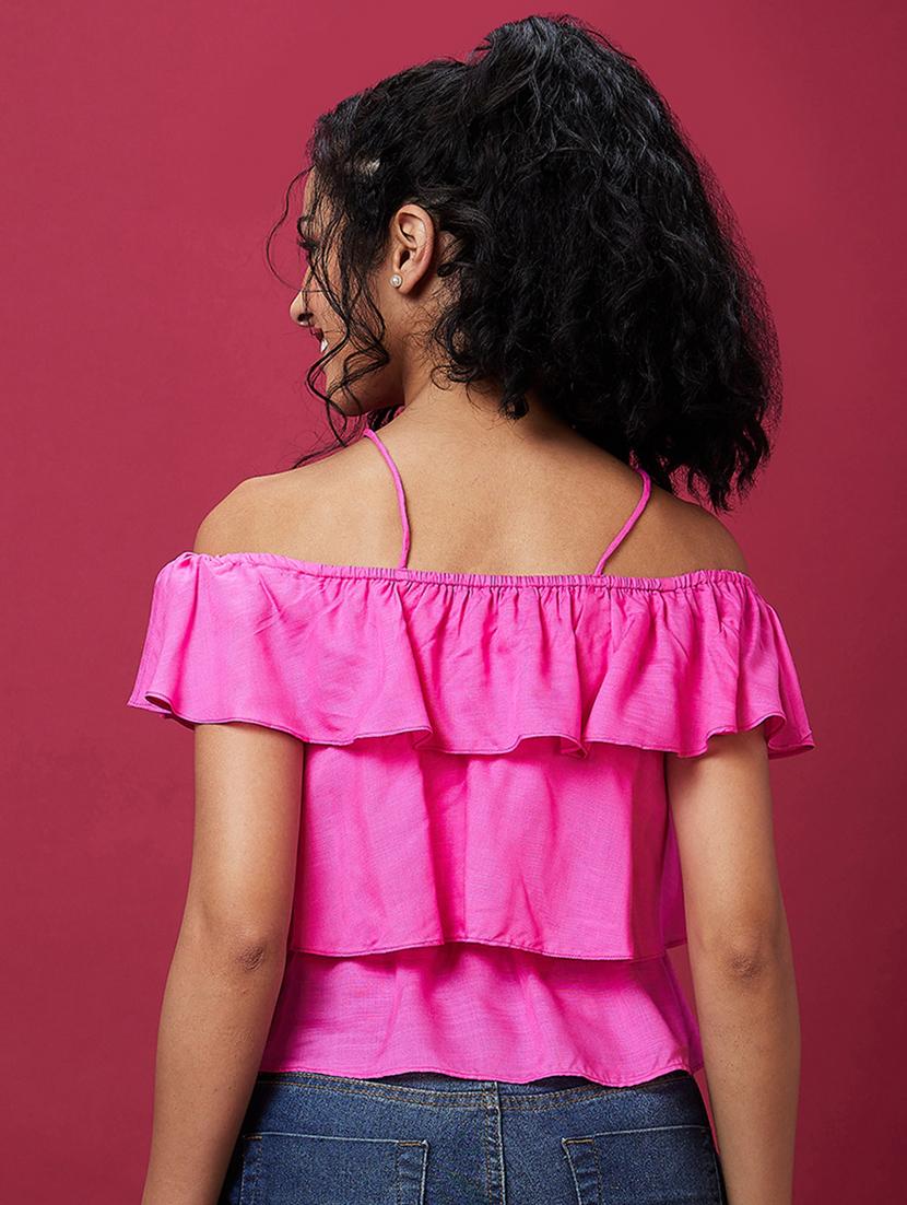 women pink solid layered top - 21237886 - Standard Image - 4