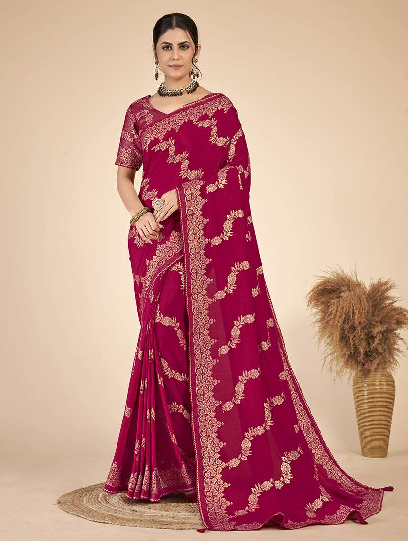 pink cotton silk banarasi saree with blouse