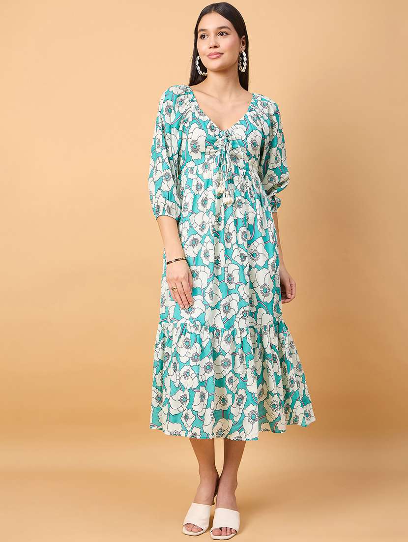 green cotton aline dress - 21238046 -  Zoom Image - 0