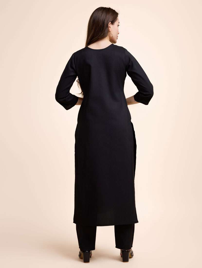 women black solid  kurta pant set - 21238048 -  Standard Image - 1