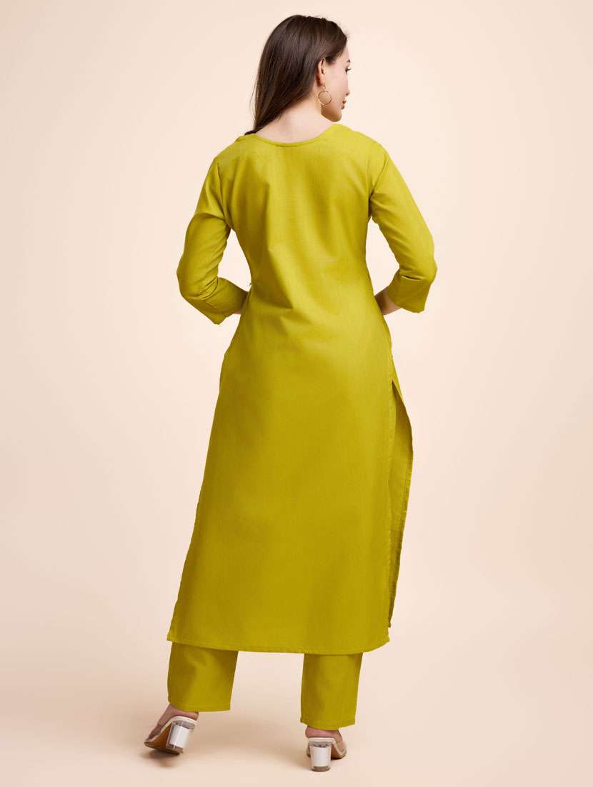 green kurta & pant set - 21238050 -  Standard Image - 1