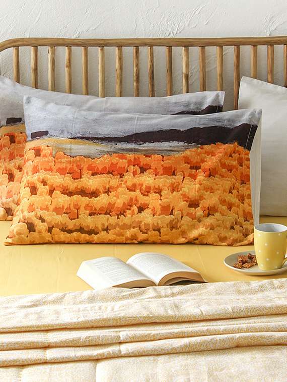 homprin enchanting design multicolor 100% cotton satin printed set of 2 pillow covers 18 inch x 28 inch(46 x 69 cm)