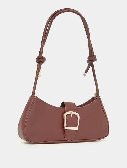 brown solid leather handbag - 21238597 - Standard Image - 0