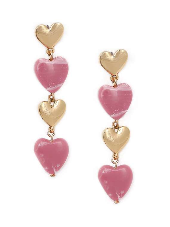 pink alloy drop earrings