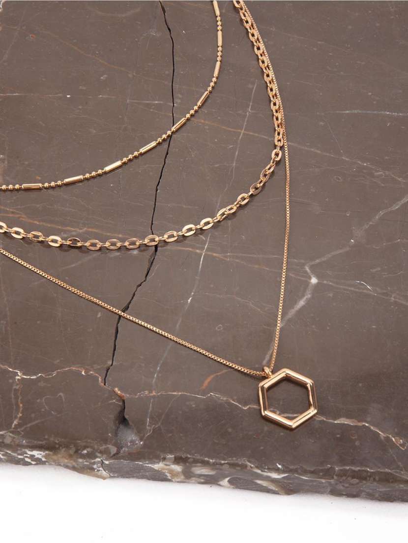 gold metal long necklace