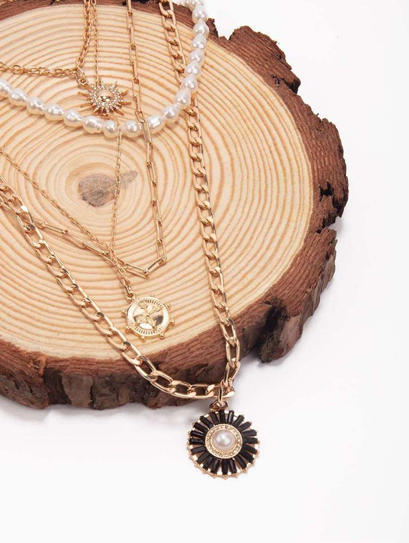gold metal combo necklace