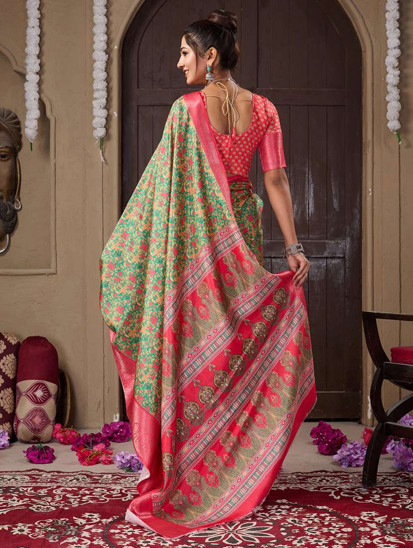 women printed bordered saree with blouse - 21240057 -  Standard Image - 1