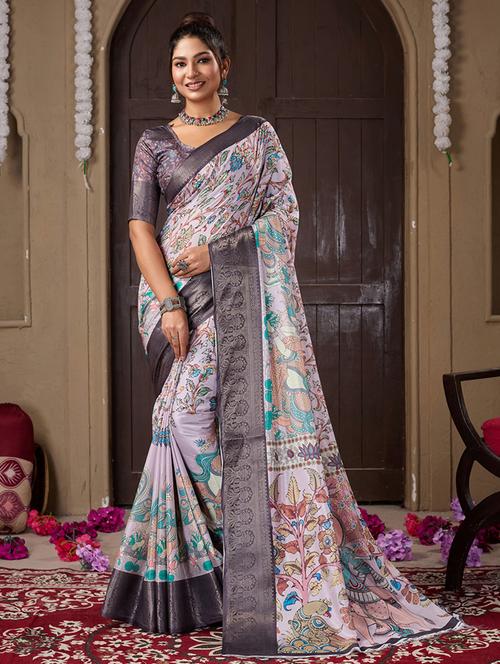 women printed bordered saree with blouse - 21240060 - Standard Image - 0