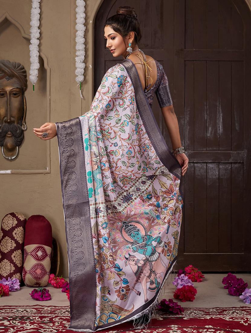 women printed bordered saree with blouse - 21240060 - Standard Image - 1