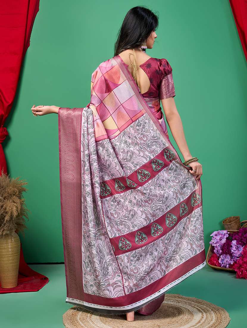 women printed bordered saree with blouse - 21240062 -  Standard Image - 1