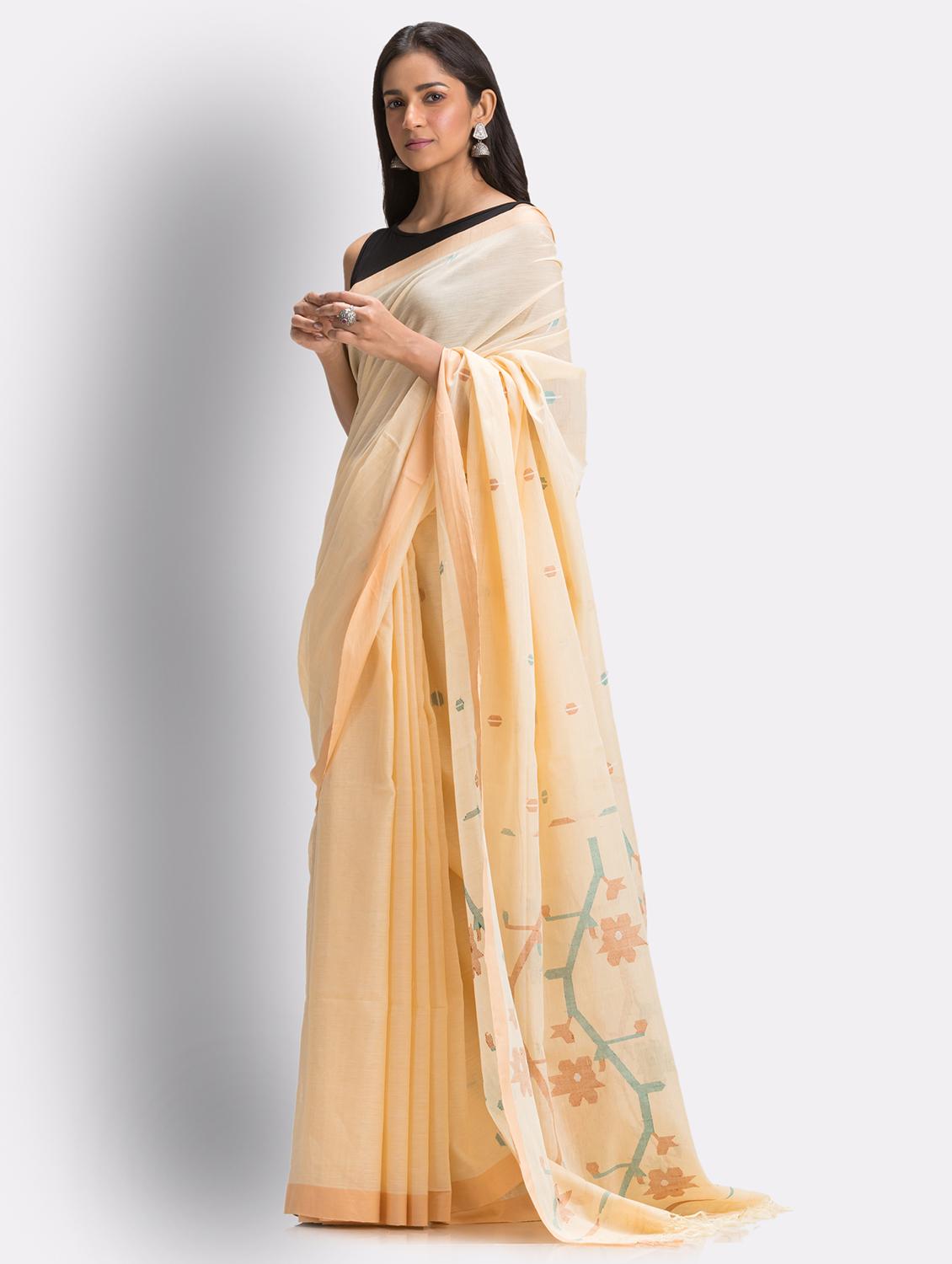 cream handloom saree with blouse - 21241991 -  Standard Image - 1