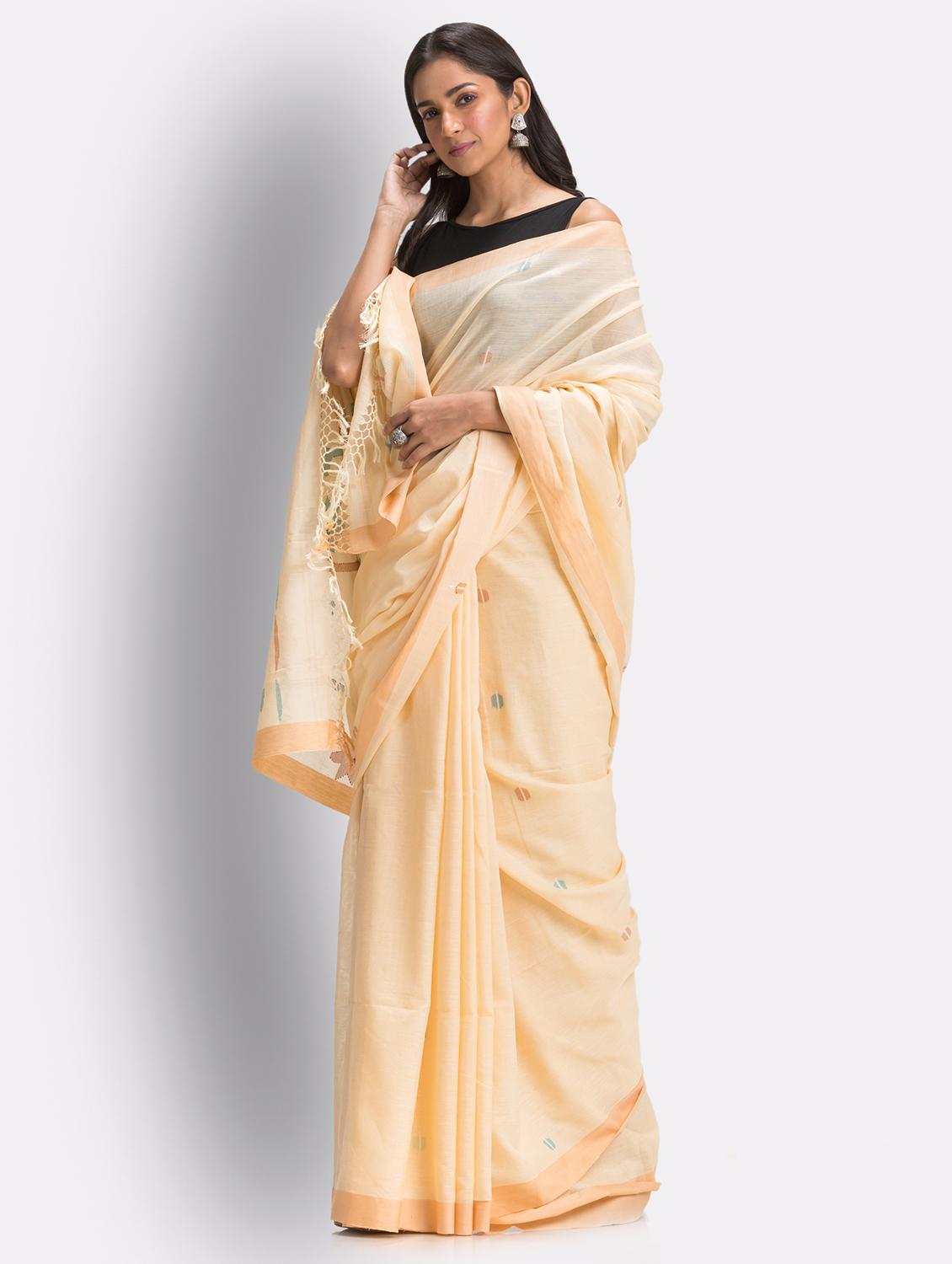 cream handloom saree with blouse - 21241991 - Standard Image - 4