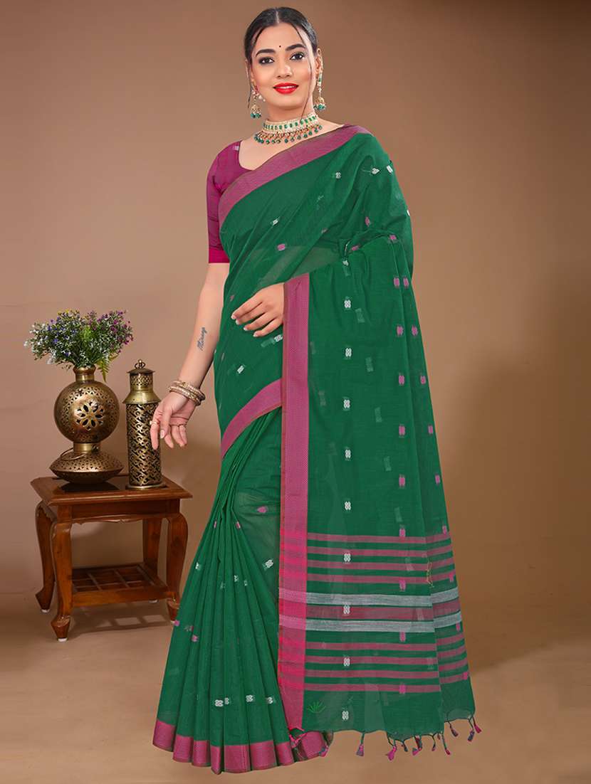 women self design handloom saree with blouse