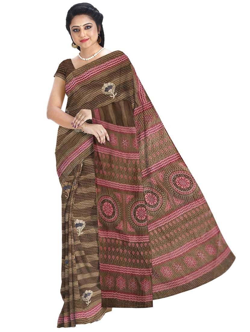 women self design handloom saree with blouse