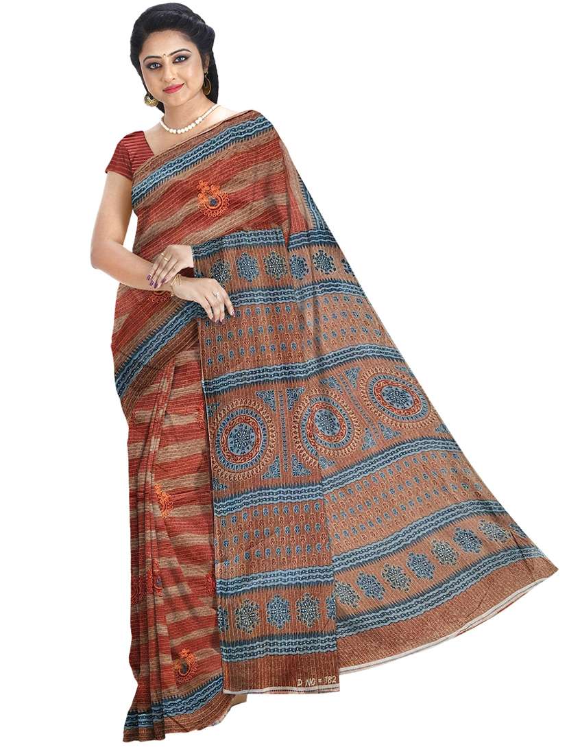 women self design handloom saree with blouse