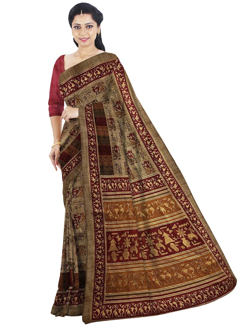 women multi color printed saree with blouse - 21242199 - Zoom Image - 0