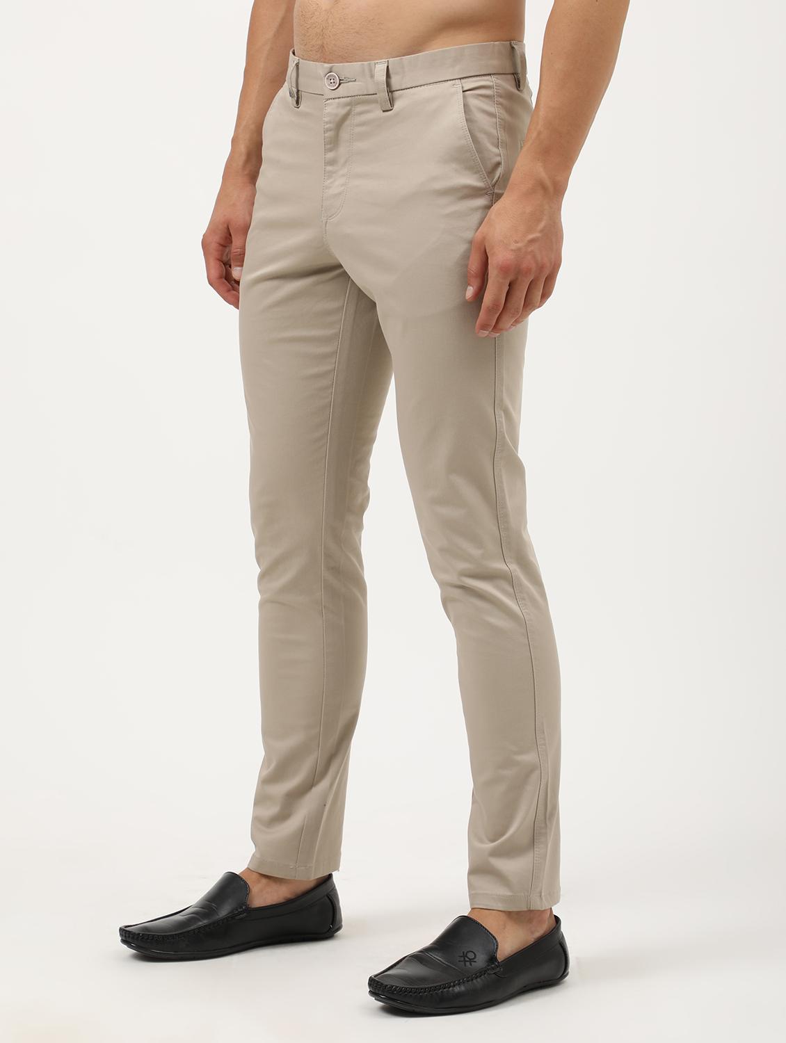 men solid cotton chinos casual trouser - 21242446 - Standard Image - 1