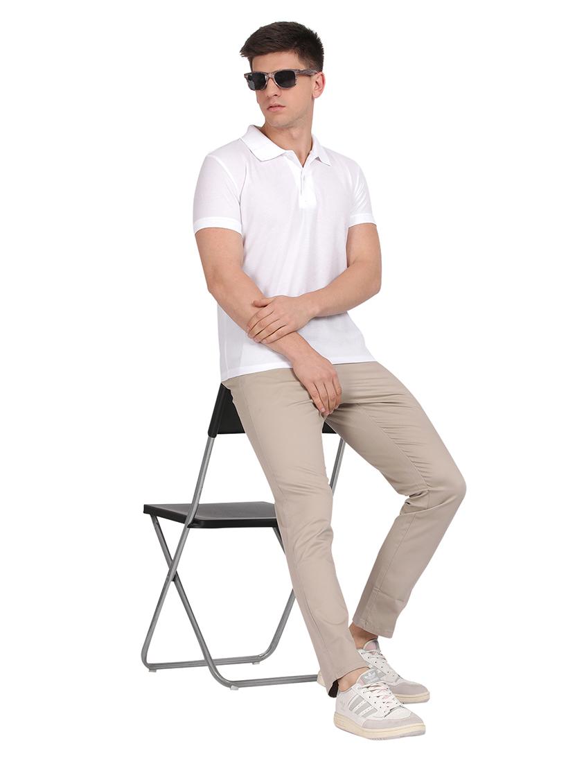 cream cotton chinos casual trousers - 21242449 - Standard Image - 4