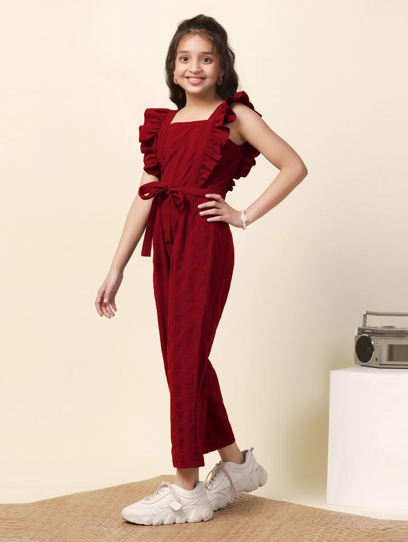 girls solid full length jumpsuit - 21242811 -  Standard Image - 1