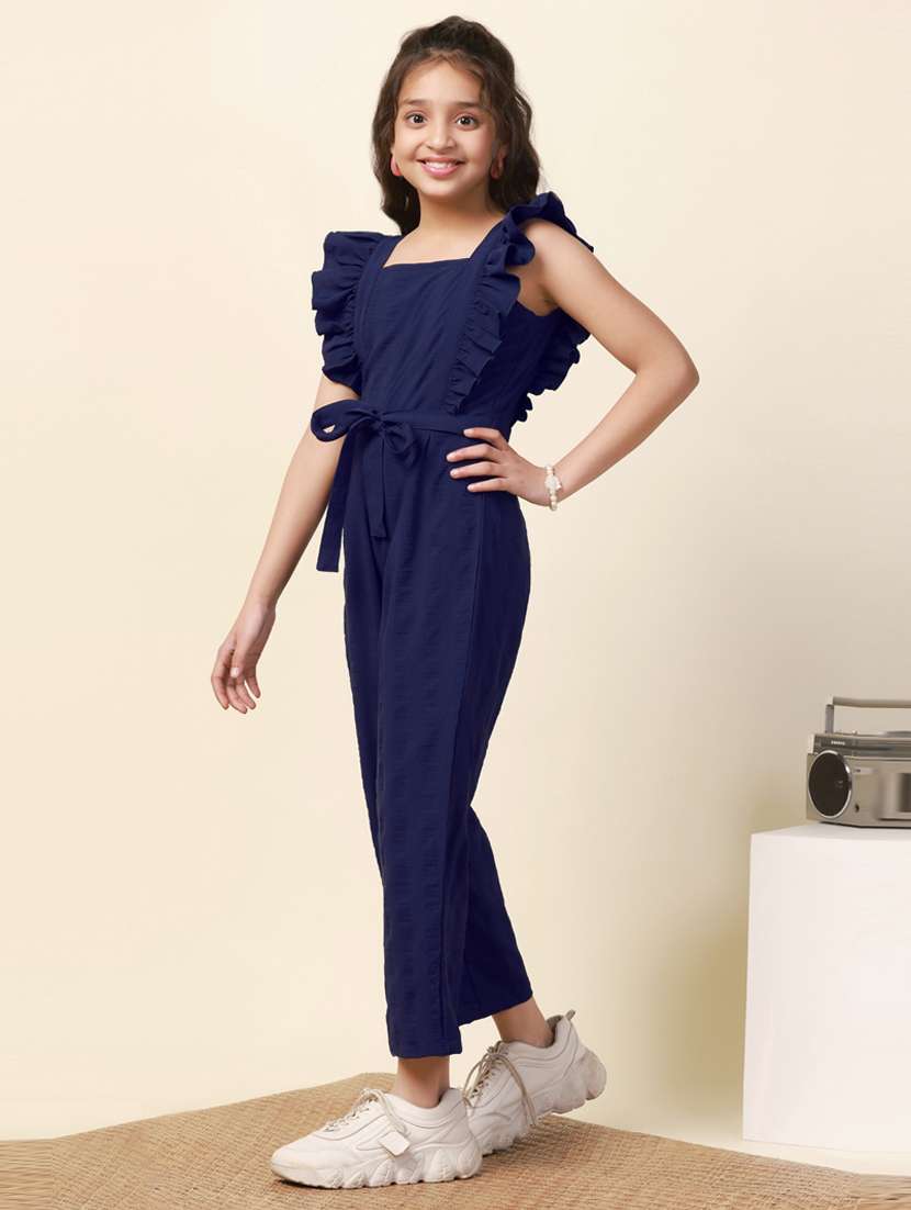 girls solid full length jumpsuit - 21242812 - Standard Image - 1