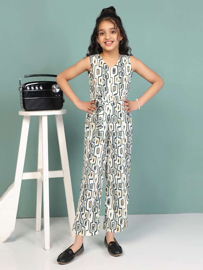 girls printed full length jumpsuit