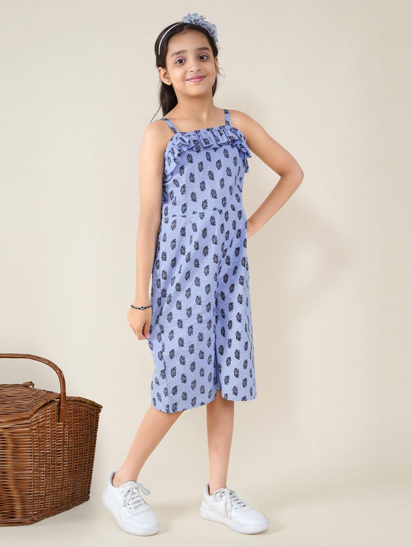 girls printed full length jumpsuit