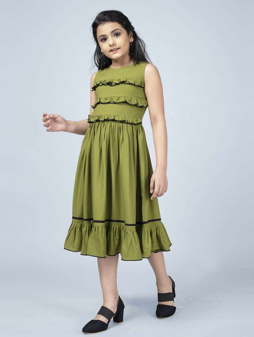 olive viscose party gown