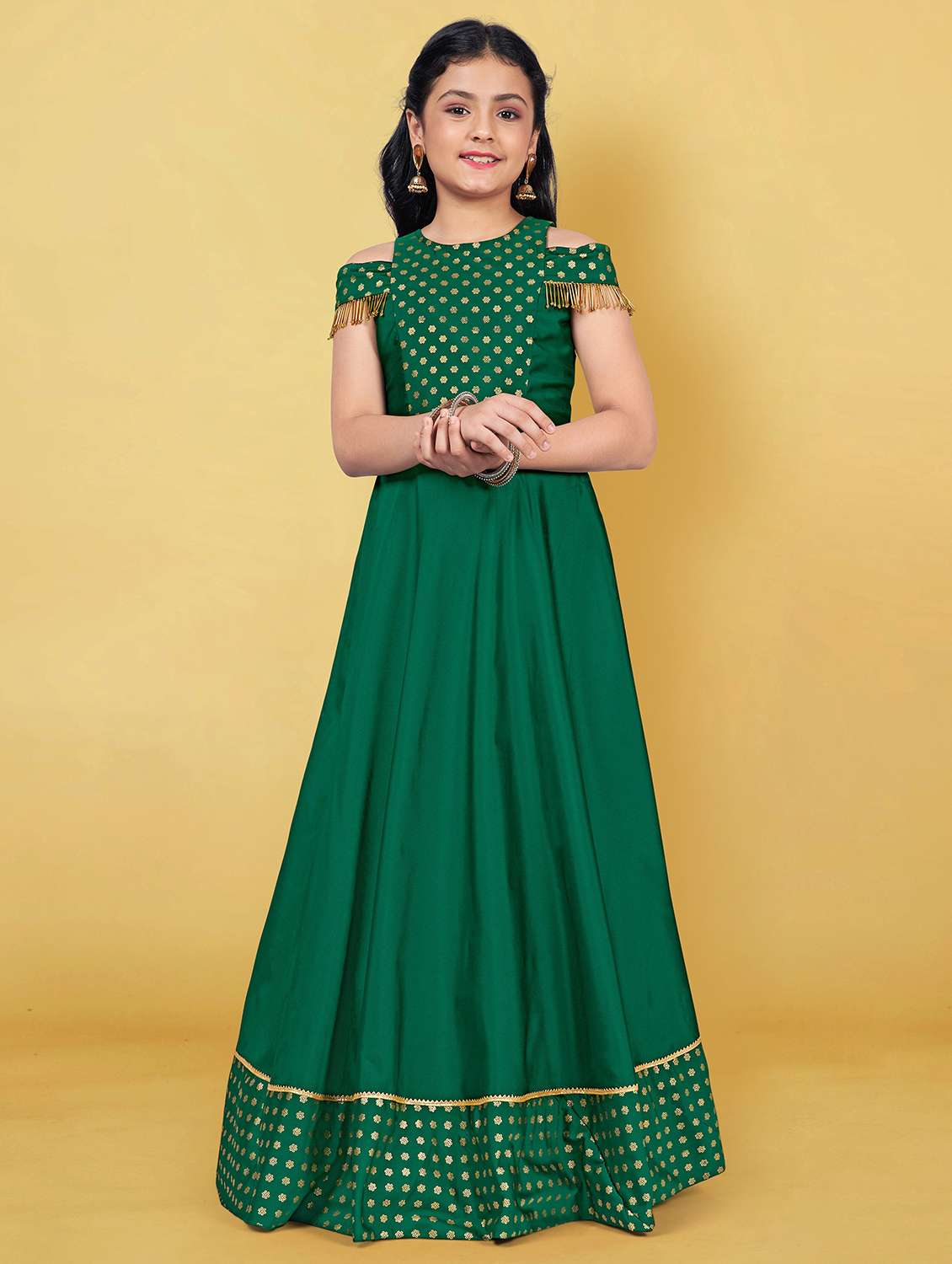 girls printed party gown