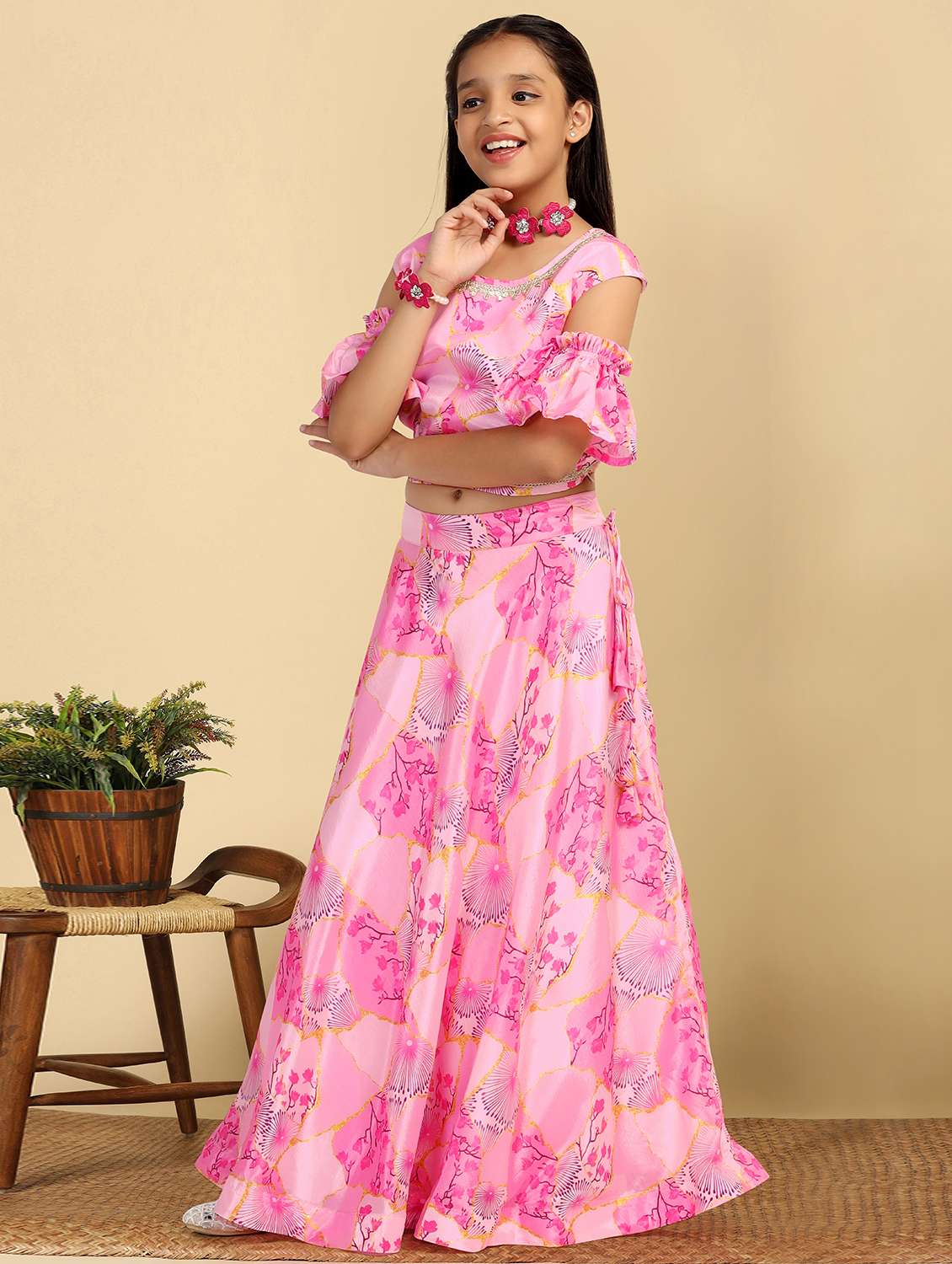 pink polyester lehenga choli - 21243600 -  Standard Image - 1