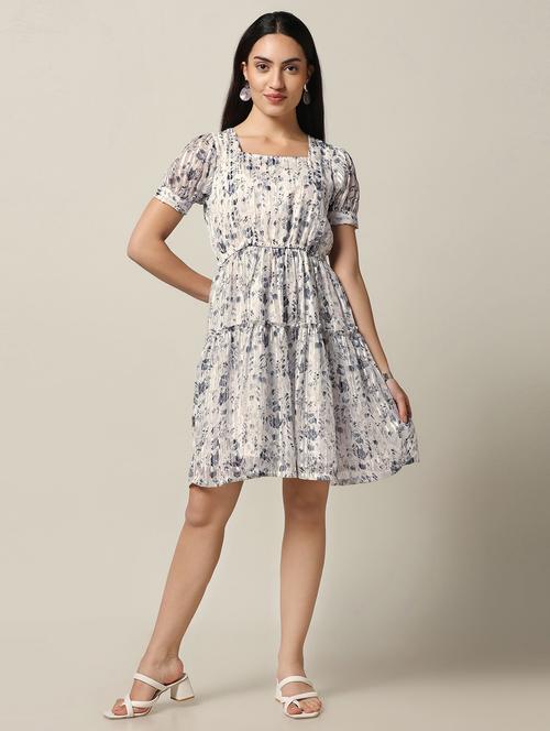 white georgette fit & flare dress - 21243754 - Standard Image - 0