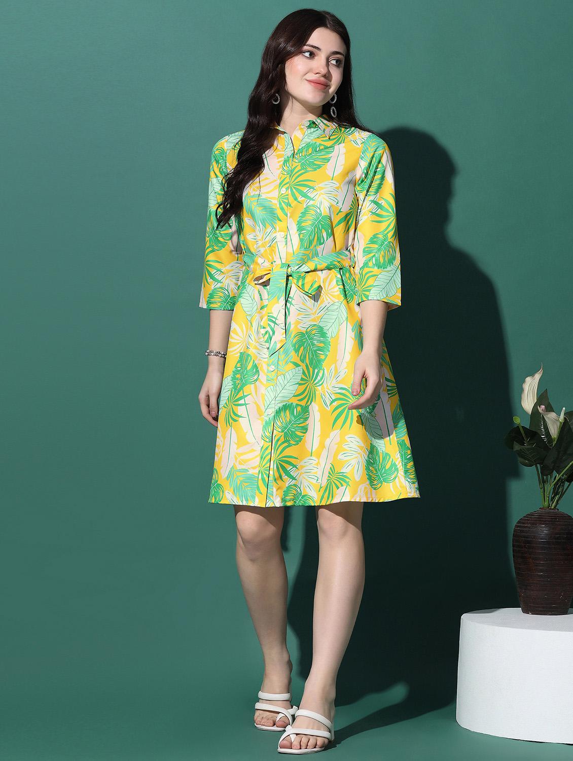 yellow polyester aline dress - 21243872 - Zoom Image - 0