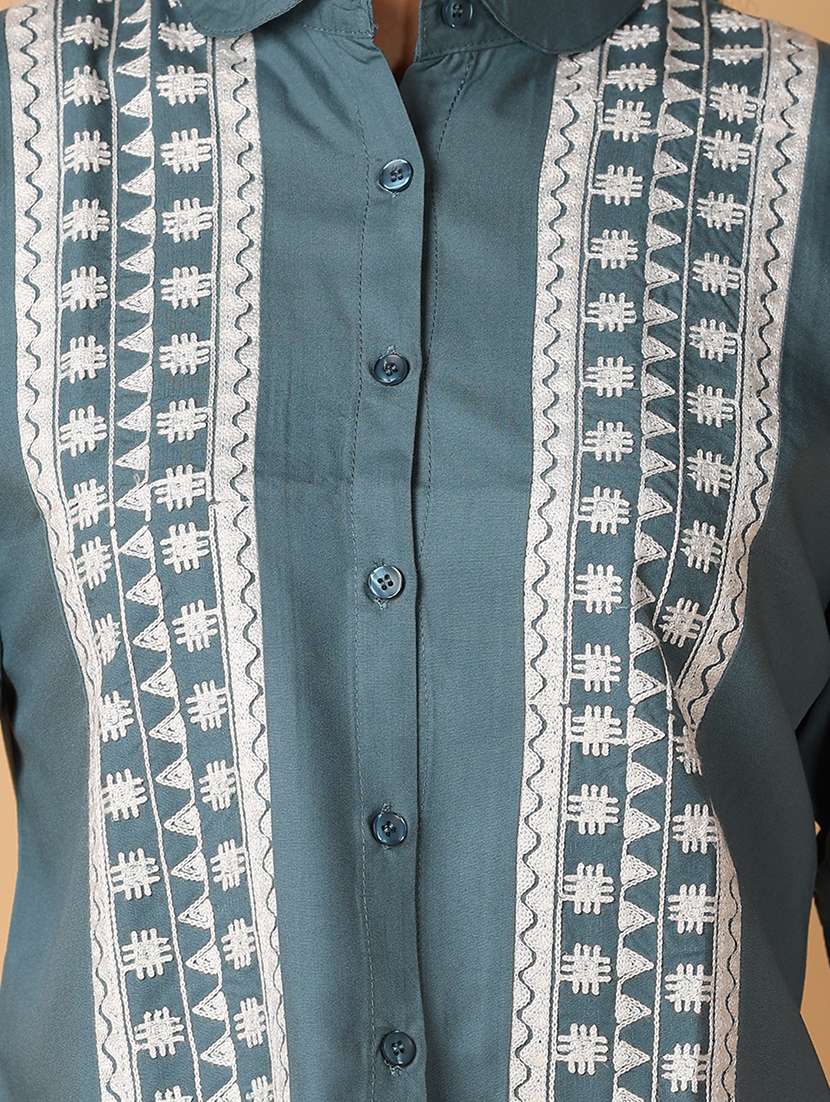women blue cotton regular top - 21244185 -  Standard Image - 6